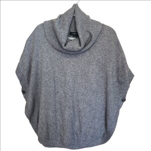 SISTER'S PONCHO COWL NECK SIDE BUTTON GRAY SWEATER OVERSIZED SMALL